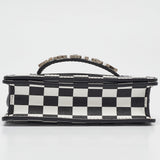 Dior Black/white Leather Mini Checkered J'adior Crossbody Bag