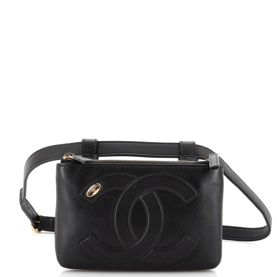 CHANEL CC Mania Double Zip Belt Bag Lambskin