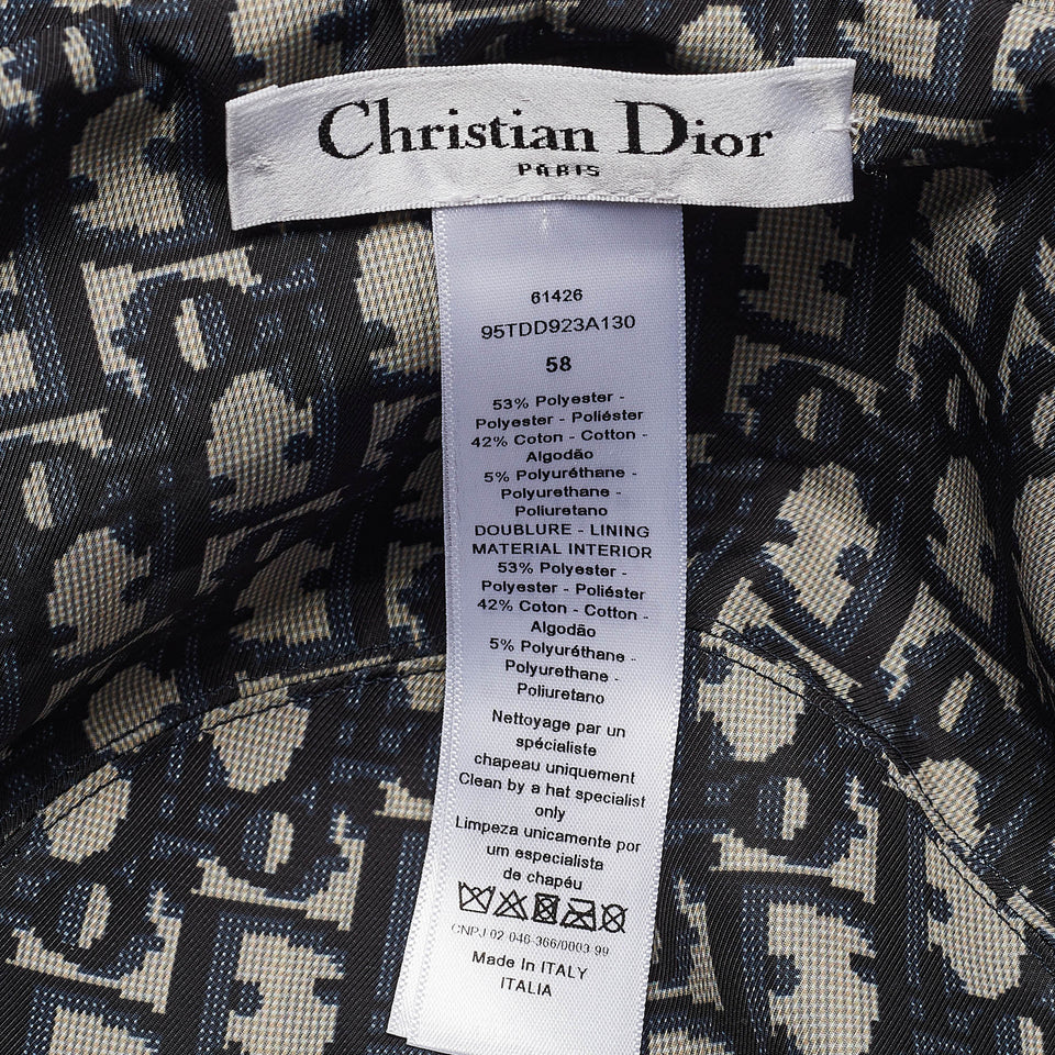 Dior Navy Blue Oblique Teddy-D Brim Cotton Blend Reversible Bucket Hat