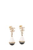 Chanel 2021 Pearl & Black CC Small Drop Earrings