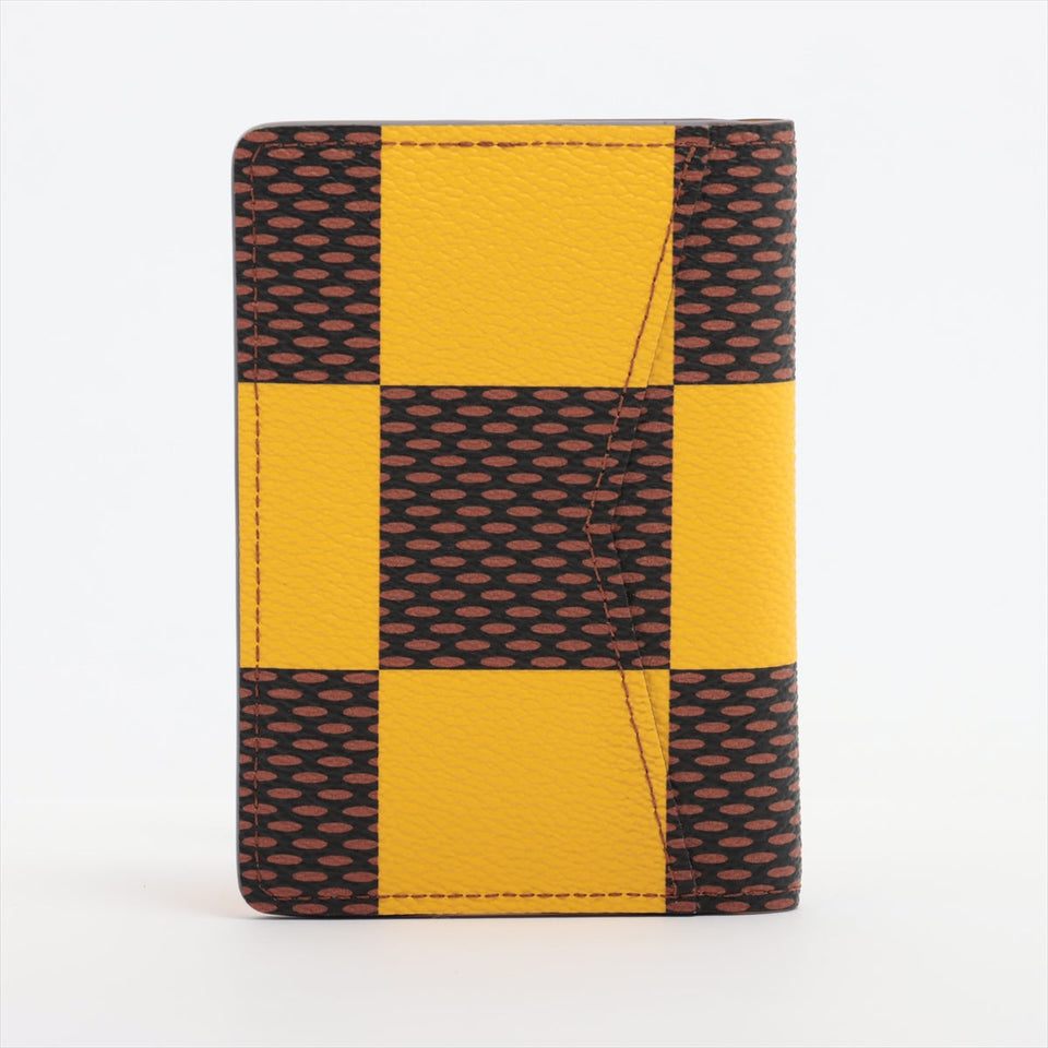 Louis Vuitton Damier Organizer Do Push N40596 Brown x Yellow   Card Case