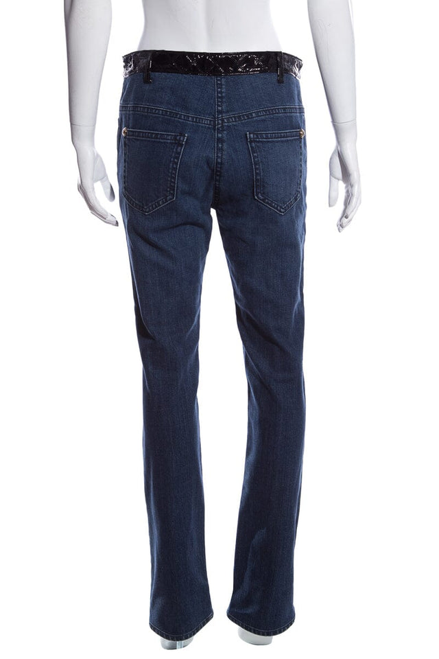 Chanel Denim Patent Leather Accent Jeans SZ 40
