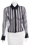 Chanel Black Silk Long Sleeve Mesh Blouse SZ 36