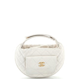 CHANEL Front Pocket Hobo Pouch Quilted Caviar Mini