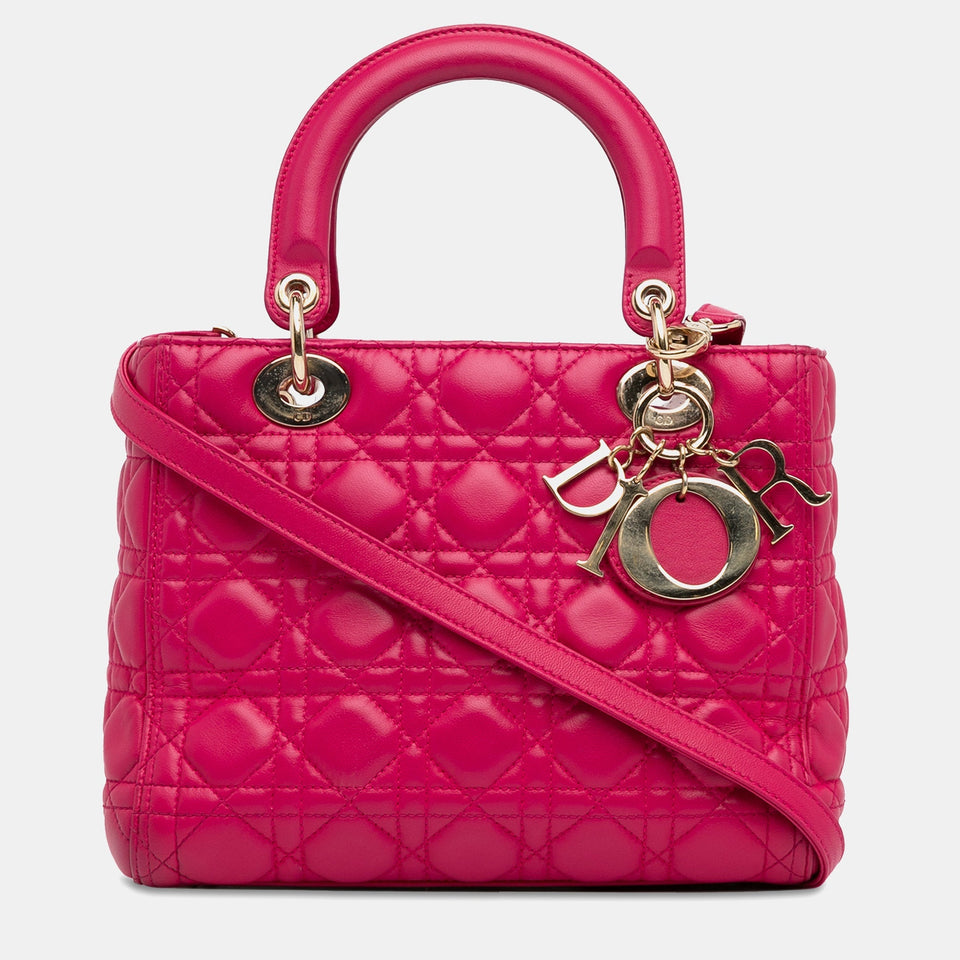 Medium Lambskin Cannage Lady Dior