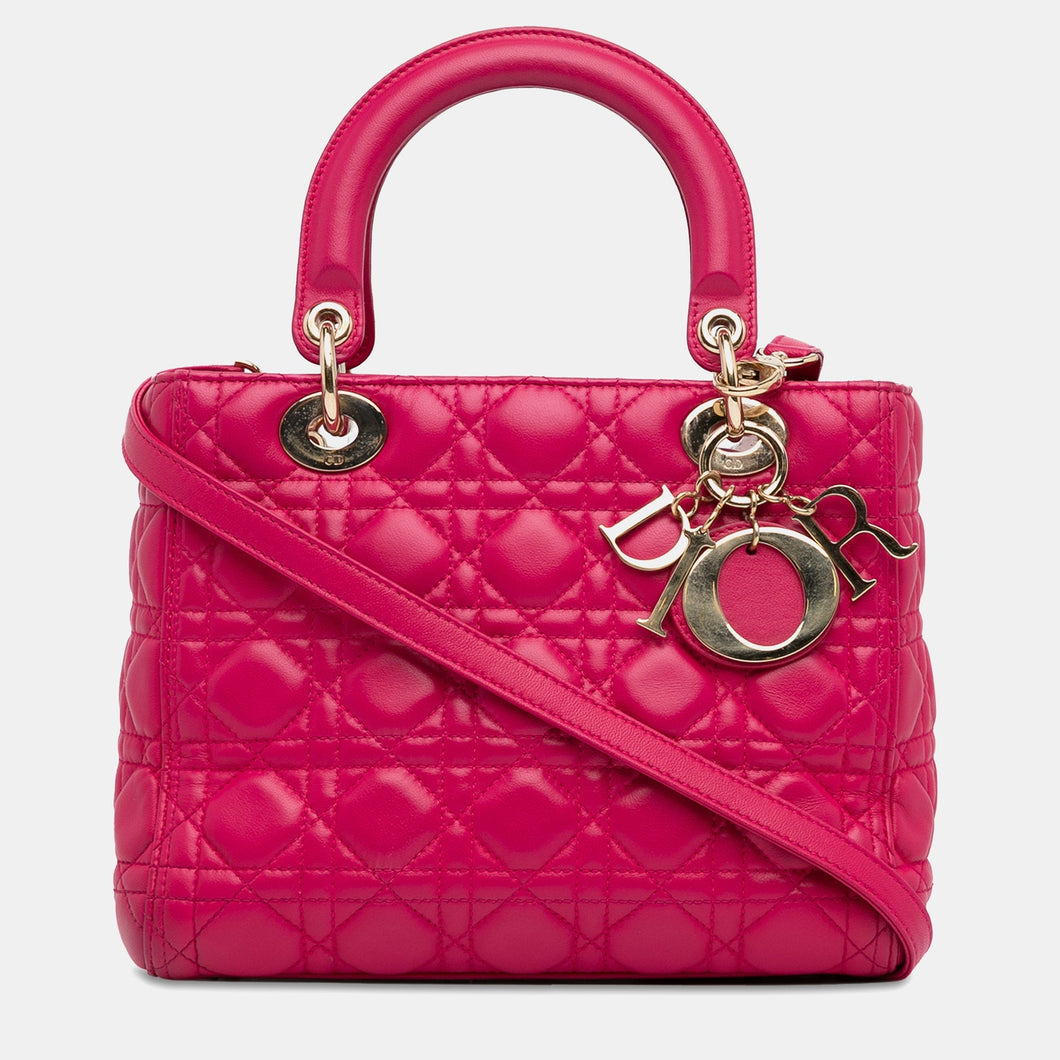 Medium Lambskin Cannage Lady Dior