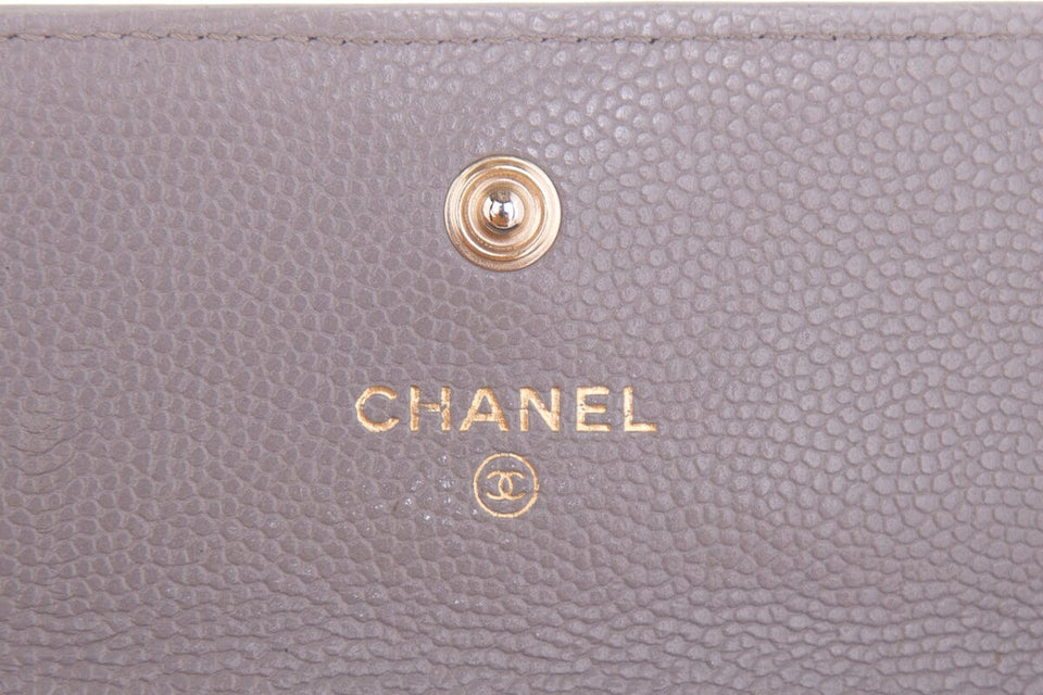 Chanel 2020 Grey Quilted Caviar Wallet