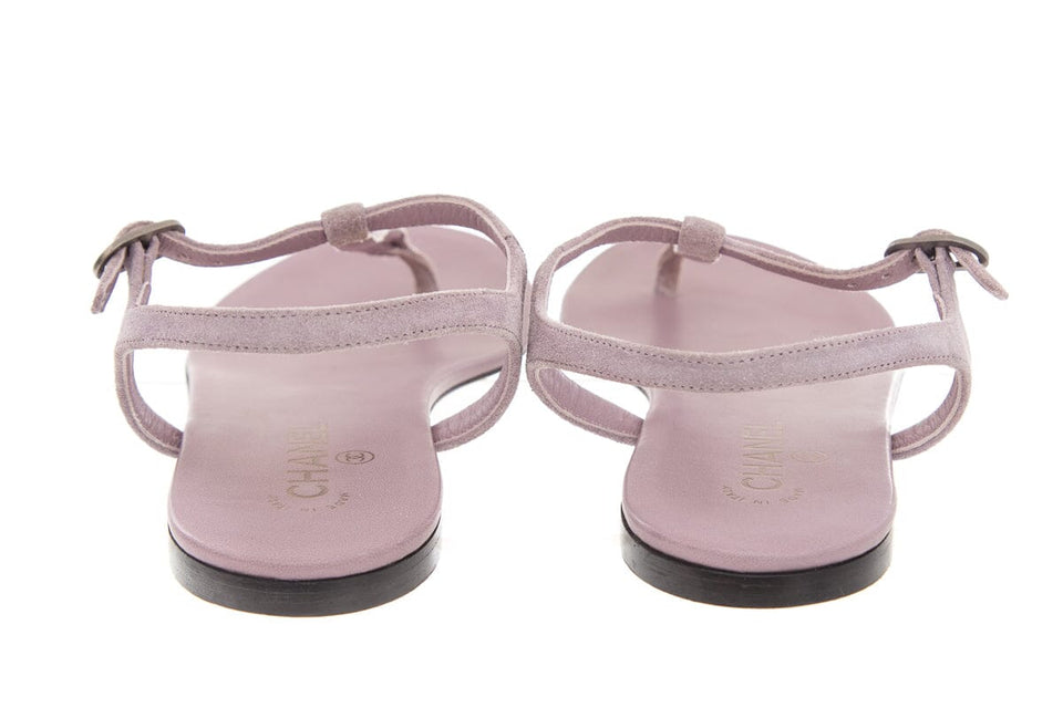 Chanel Purple Studded Suede Sandals SZ 42
