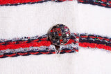 Chanel Red, White and Blue Cashmere Cardigan SZ 34