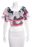 Chanel Black & White Off Shoulder Blouse SZ 38