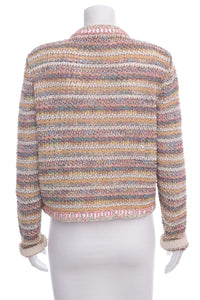 Chanel Multicolor Crochet Cotton Jacket SZ 44