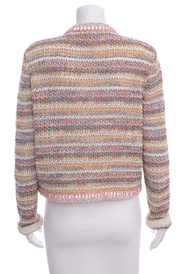 Chanel Multicolor Crochet Cotton Jacket SZ 44