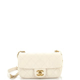 CHANEL Crystal Pearls Chain Flap Bag Quilted Calfskin Small