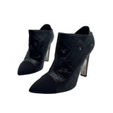 Chanel Black Quilted Leather Pointed Toe Ankle Boots - Sz 39.5