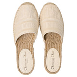 Dior Granville Embroidered Flat Espadrille Mules in White Cotton