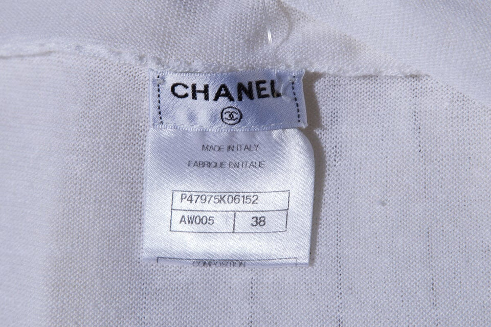Chanel White Pleated Knit Dress SZ 38