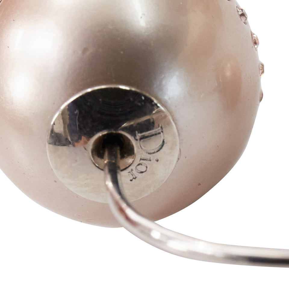 Dior Tribales Pealescent Faux Pearls Crystal Orbital Pin Earrings
