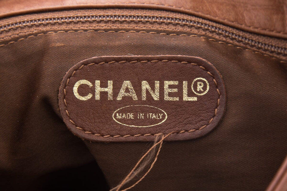 Chanel 1990 Brown Messenger Leather CC Bag with Fringe Detail