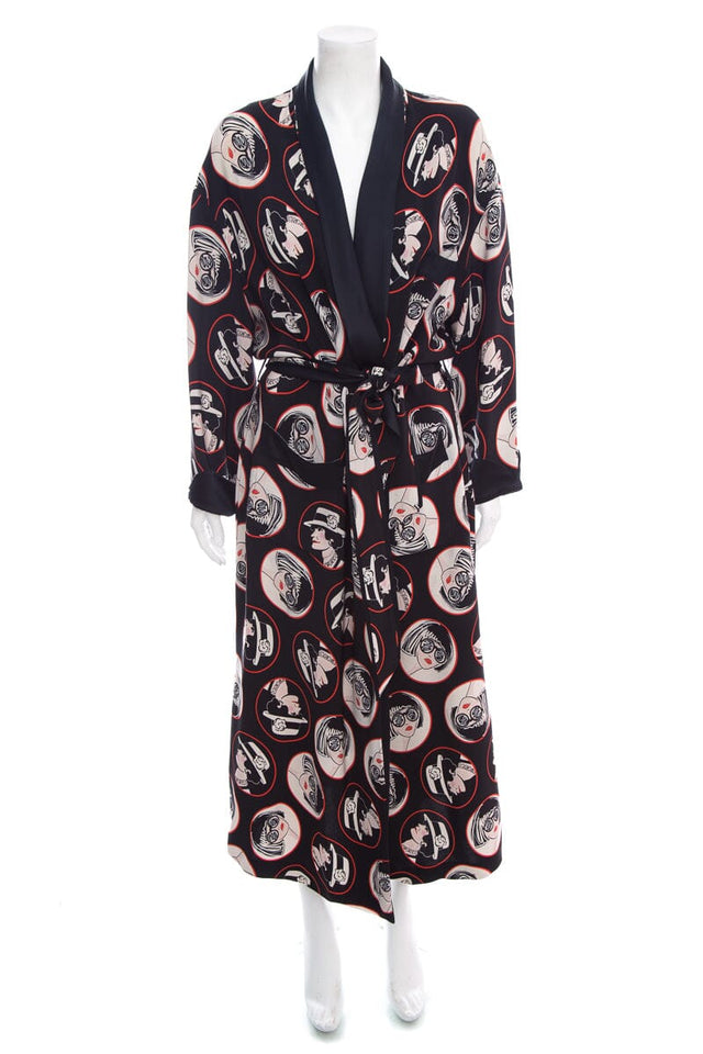 CHANEL Coco Print 2007 Spring Runway Unisex Silk Robe