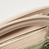Dior Green/beige Leather And Tweed Medium Lady Dior Tote