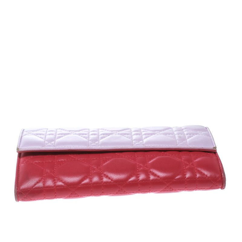 Dior Two Tone Pink Cannage Leather Lady Dior Rendez-Vous Wallet..
