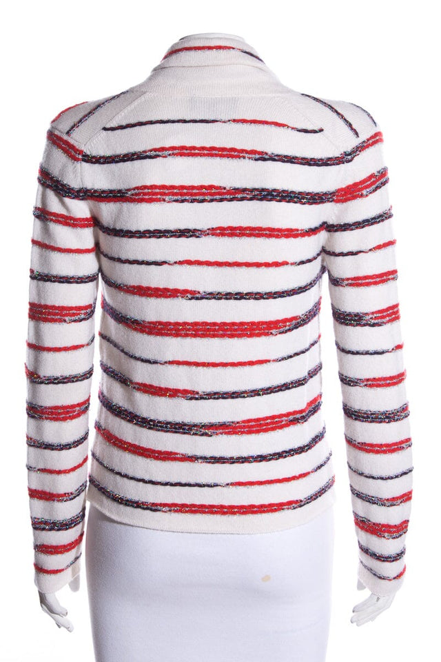 Chanel Red, White and Blue Cashmere Cardigan SZ 34