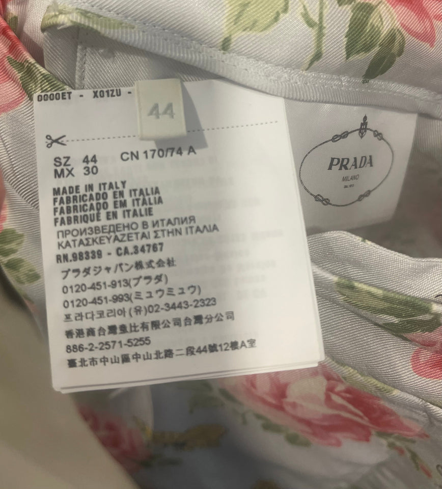 Prada Baby Blue Silk Floral High-Rise Pants Size IT 44 (UK 12)