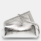 Silver Laminated Leather Small First Clutch