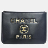 Black Leather 19 Clutch Bag