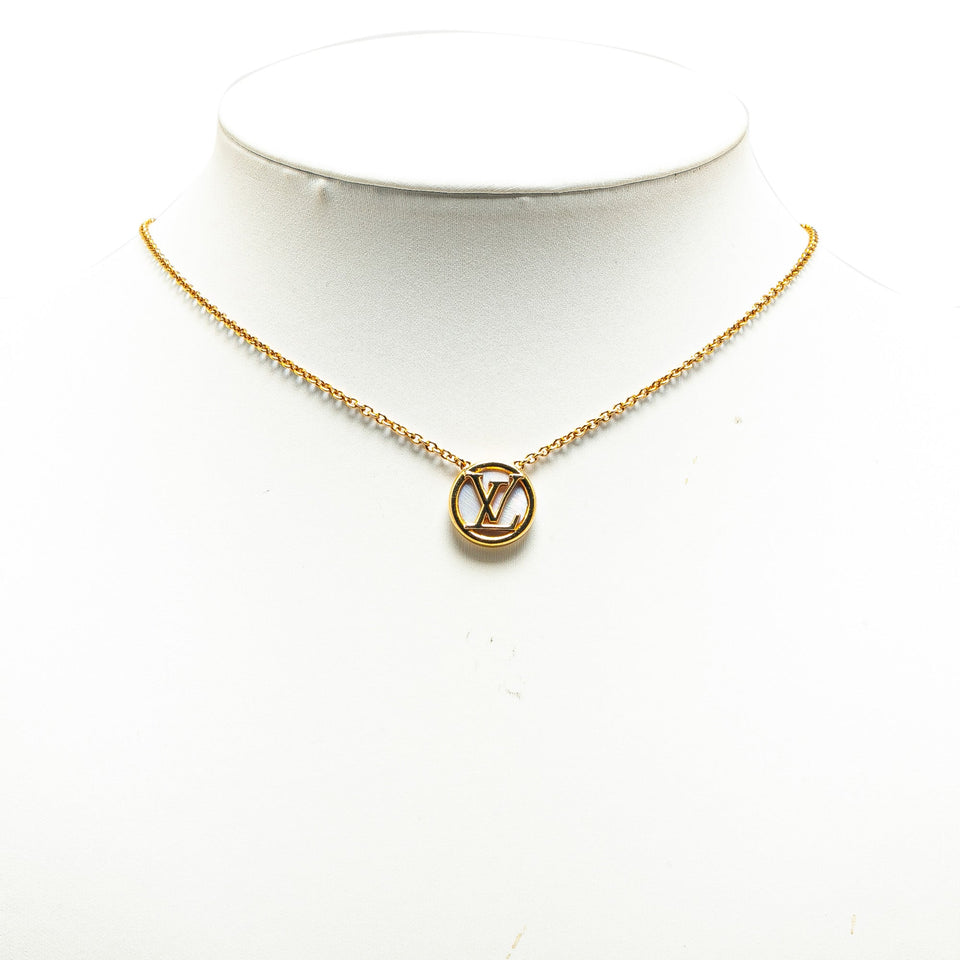 Gold Louis Vuitton Gold Plated Mother Of Pearl L To V Pearlfection Pendant Necklace