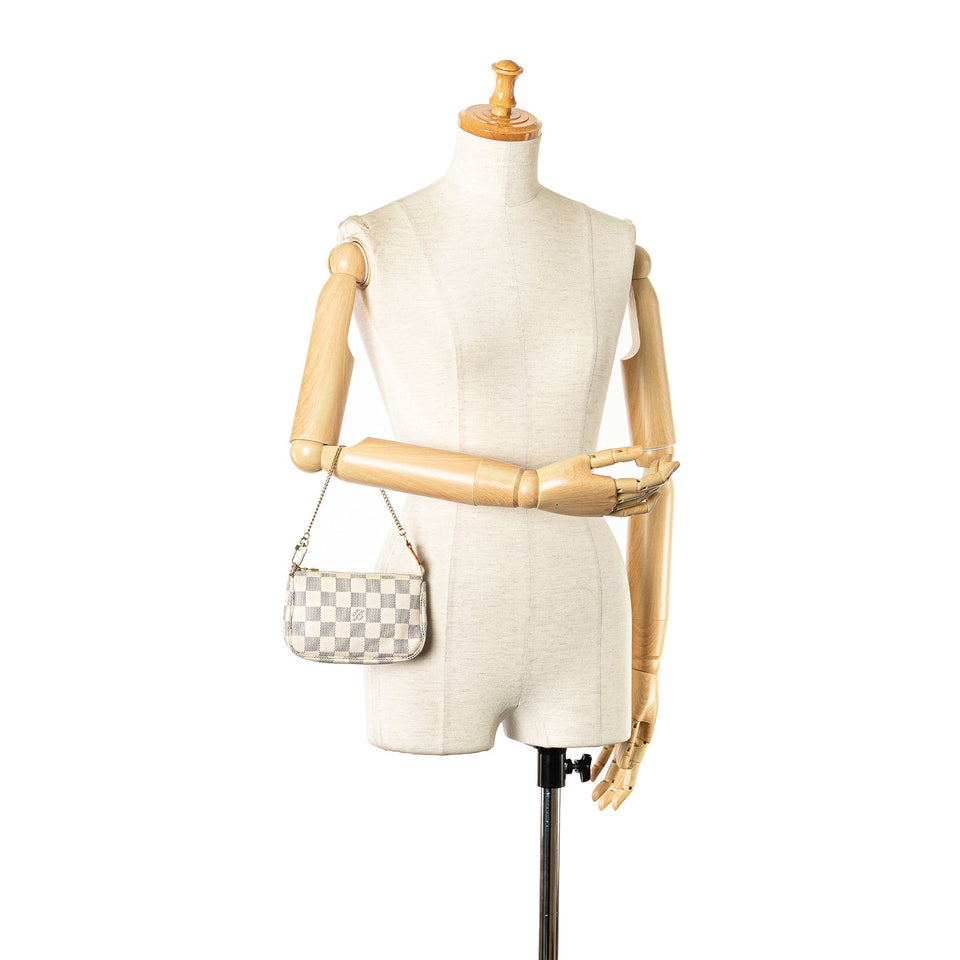 White Louis Vuitton Damier Azur Mini Pochette Accessoires Handbag