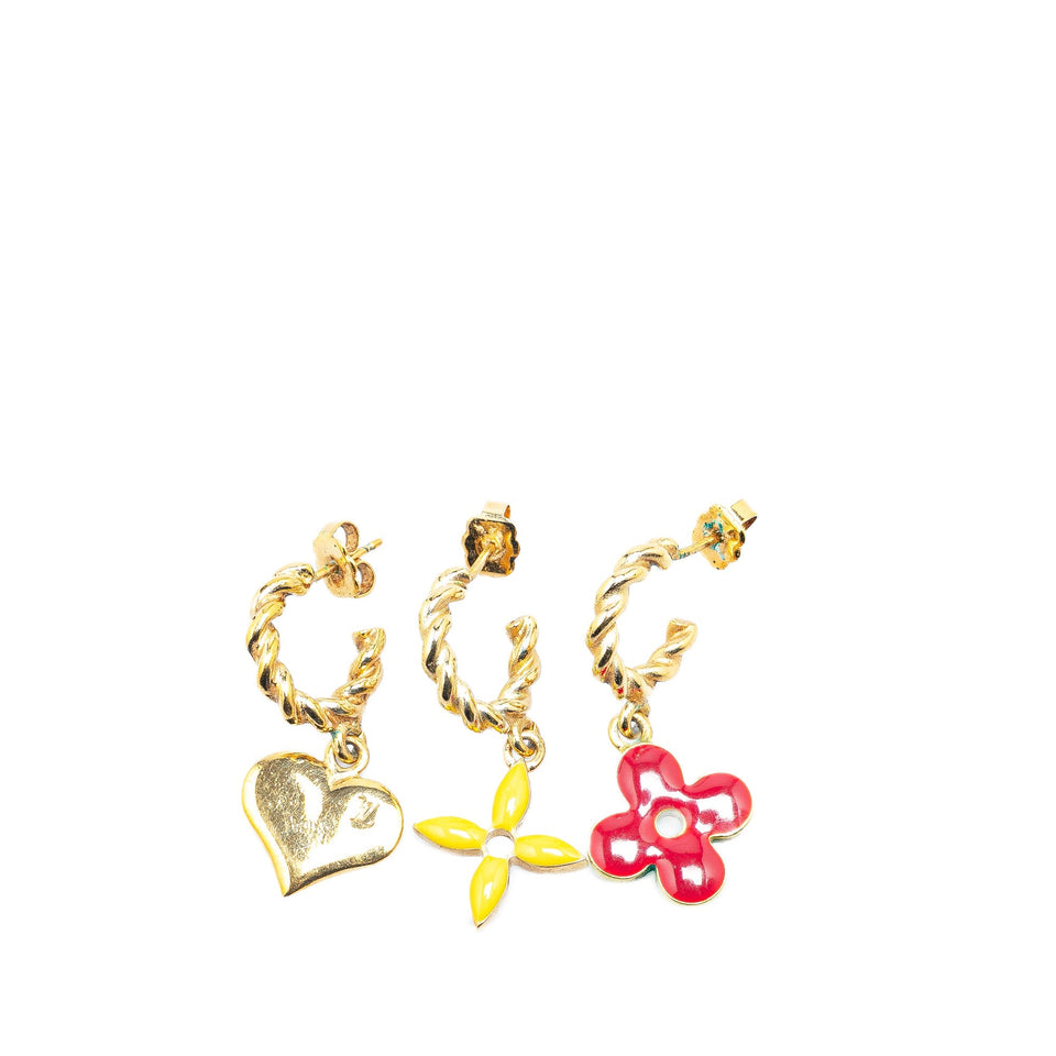 Gold Louis Vuitton Monogram Boucle Doreille Sweet Stud Earrings