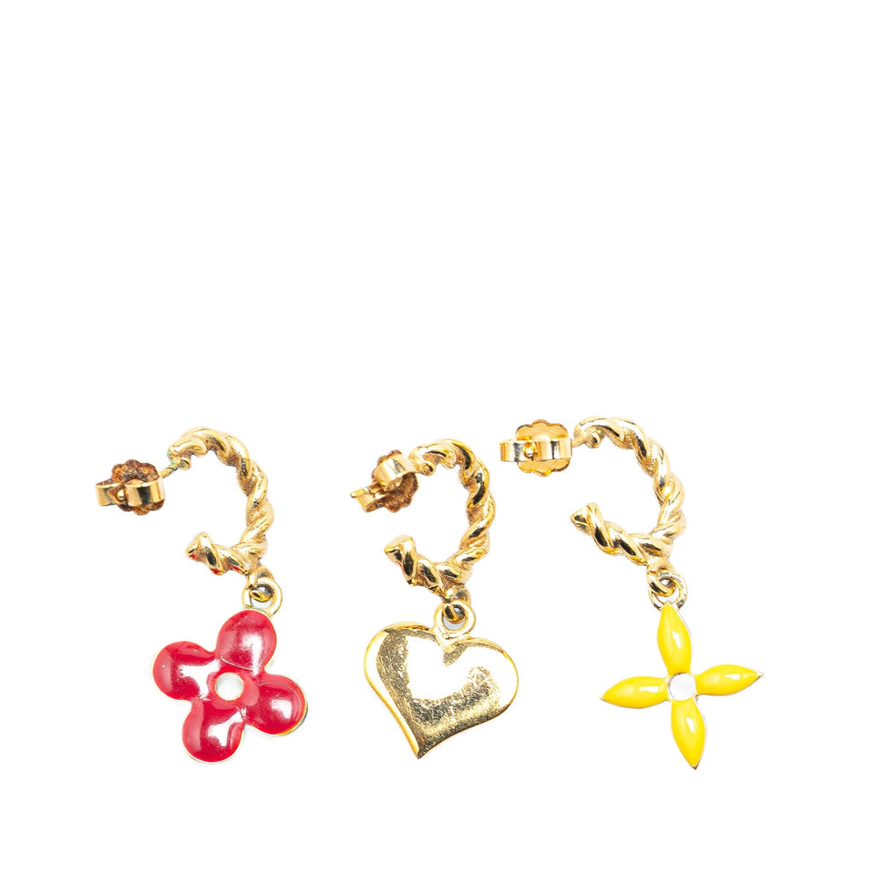 Gold Louis Vuitton Monogram Boucle Doreille Sweet Stud Earrings