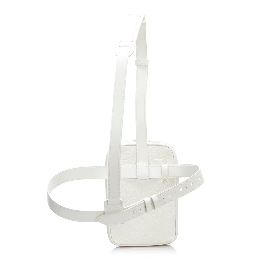 White Louis Vuitton Monogram Taurillon Utility Side