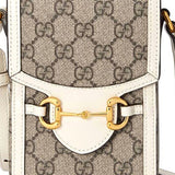 GUCCI Horsebit 1955 Logo Canvas Phone Bag Box Shoulder Messenger Bag Mini / Ebony / White Unisex 625615-92TCG-9761