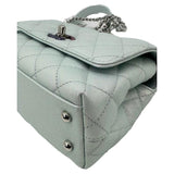 CHANEL Coco Extra Mini Top Handle Iridescent Caviar Leather Crossbody Bag Light Blue