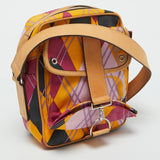 Dior Multicolor Graphic Printed Fabric And Leather Shoulder Bag