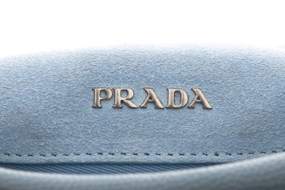 Prada Slate Blue Leather Studded Etiquette Crossbody Handbag