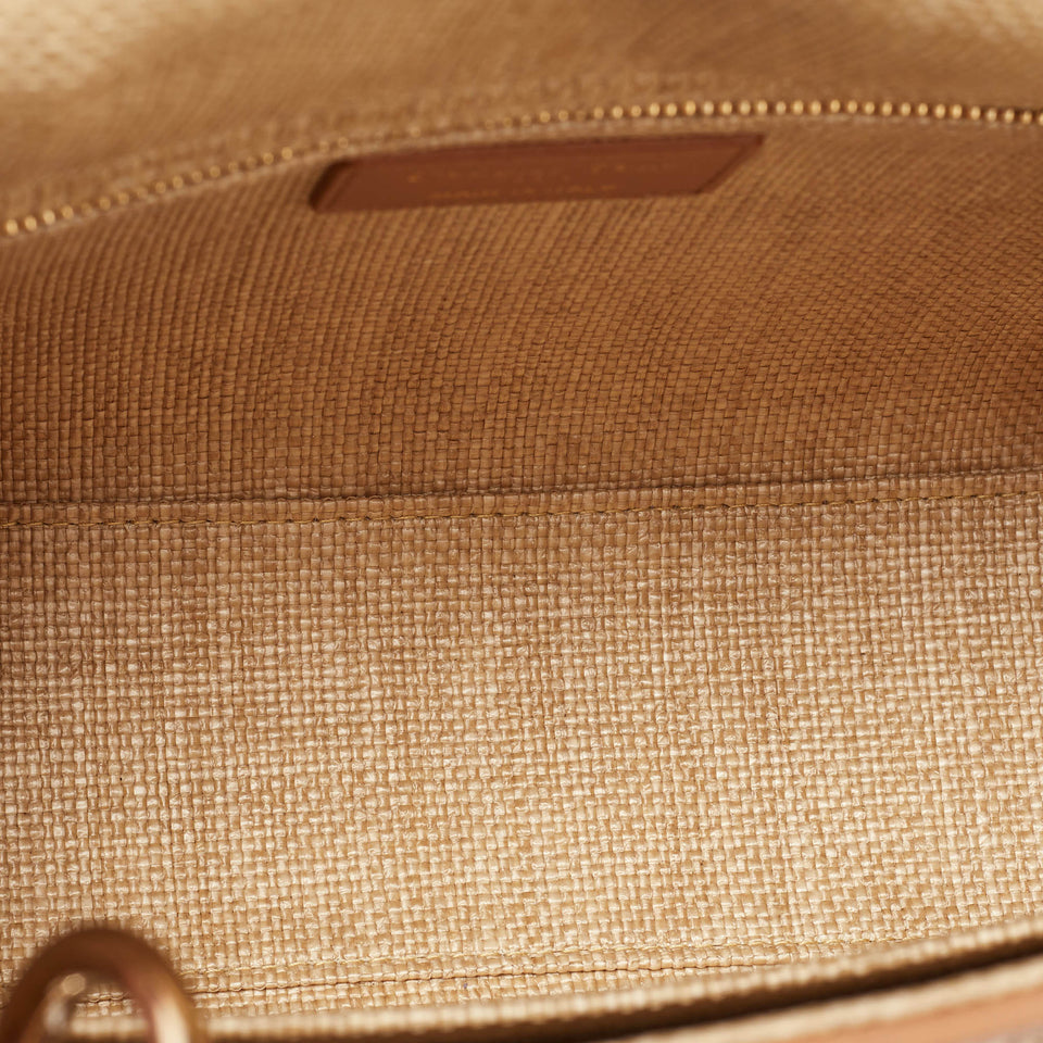 Dior Beige Raffia And Leather Medium Lady Dior Tote