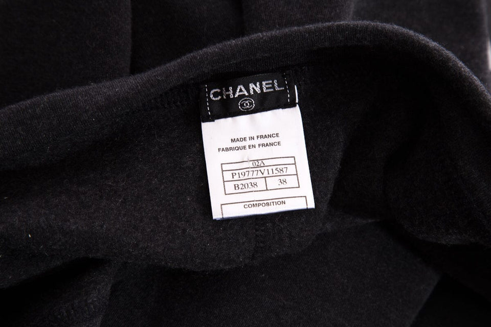 Chanel Charcoal Cotton & Cashmere Athletic Set SZ 38