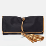 Black/Gold Satin Malika Tassel Clutch
