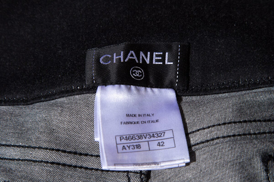 Chanel Grey Tweed Waistband Jeans SZ 42