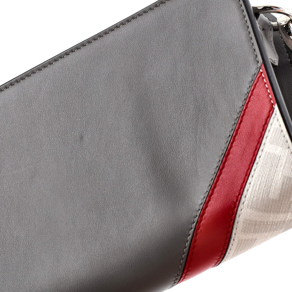 Clutch with Strap Zucca Coated Canvas and Leather