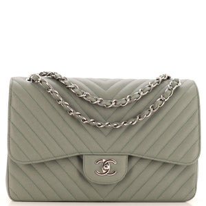 CHANEL Classic Double Flap Bag Chevron Caviar Jumbo
