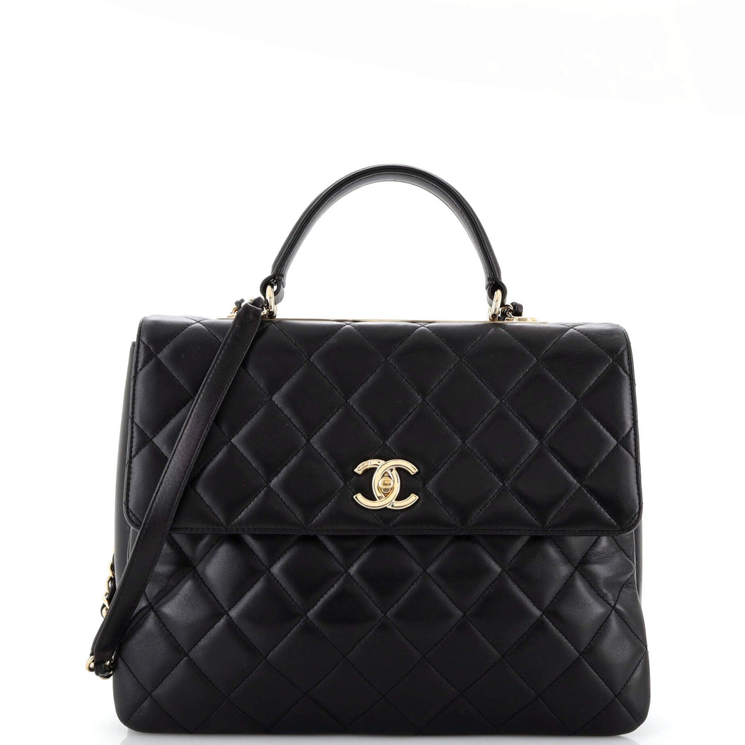 CHANEL Trendy CC Top Handle Bag Quilted Lambskin Large