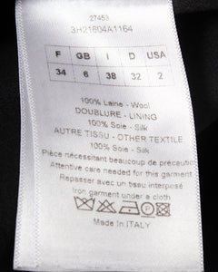 Dior Open Front Dress in Black Wool