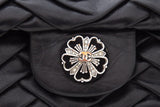Chanel 2008 Black Lambskin Pleated Leather Single Flap Handbag