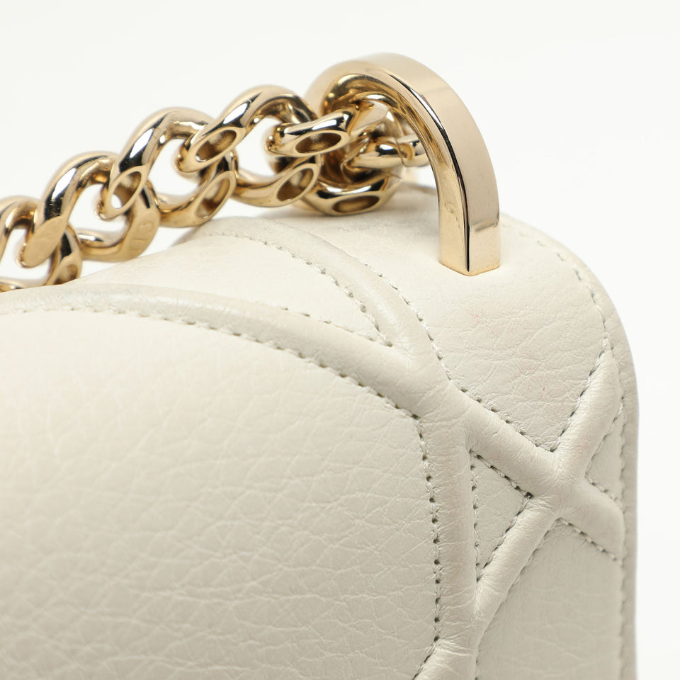 Dior White Leather Small Diorama Shoulder Bag