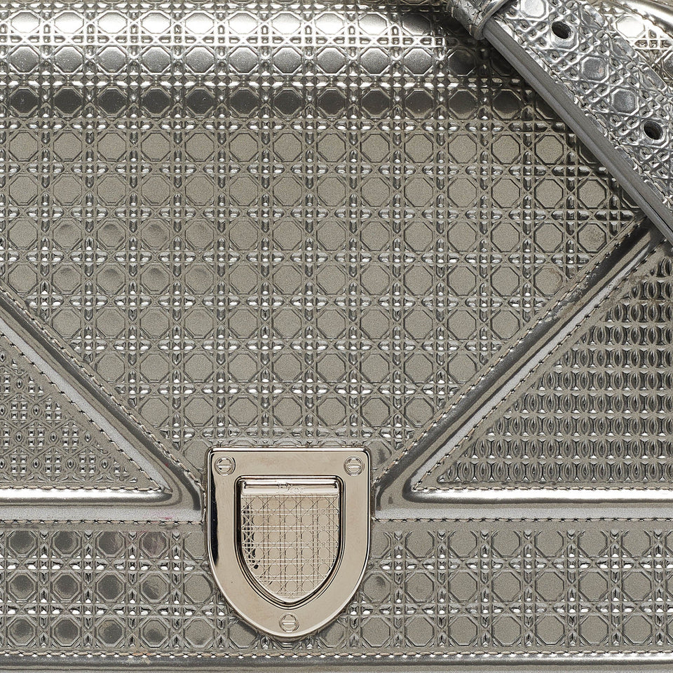 Dior Silver Patent Leather Small Diorama Shoulder Bag