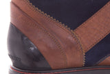 Burberry Brown & Navy Buckle Detail Boots SZ 37